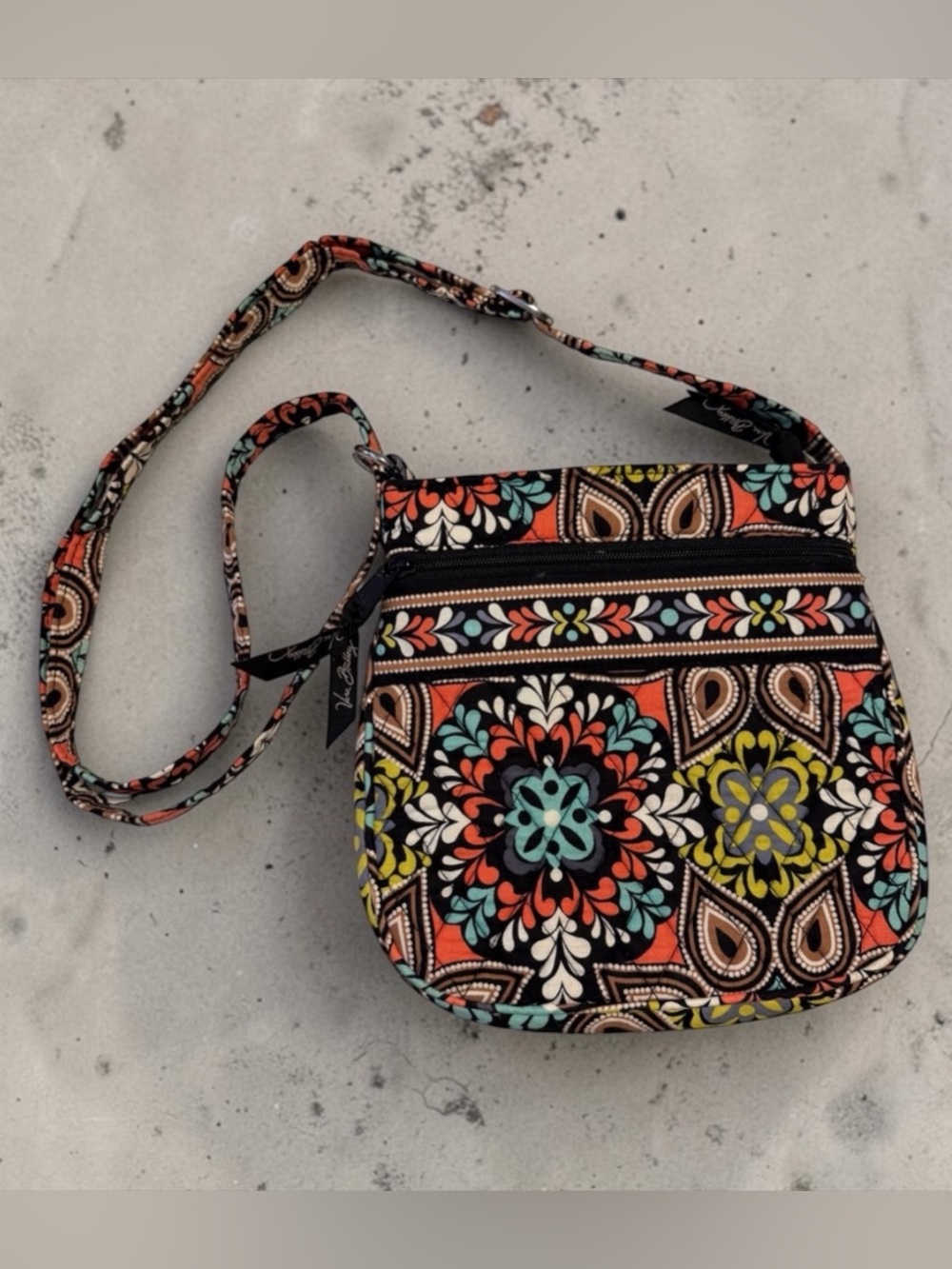 Vera Bradley Black Multicolor Floral Quilted Crossbody
